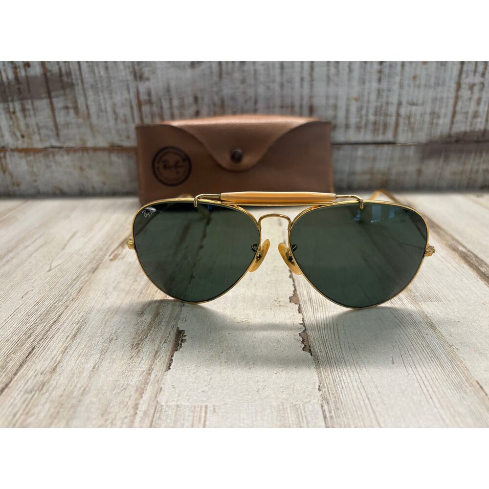 VINTAGE B&L RAY-BAN GEP G15 CRYSTAL OUTDOORSMAN II AVIATOR SUNGLASSES